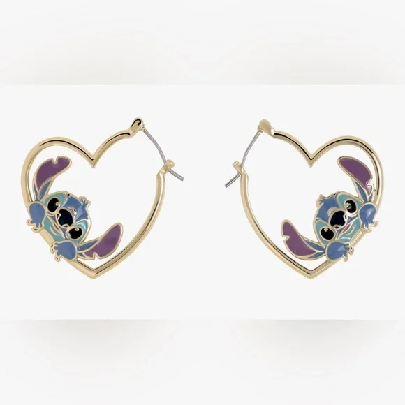 Disney Stitch Heart Earrings NIB - Picture 2 of 4